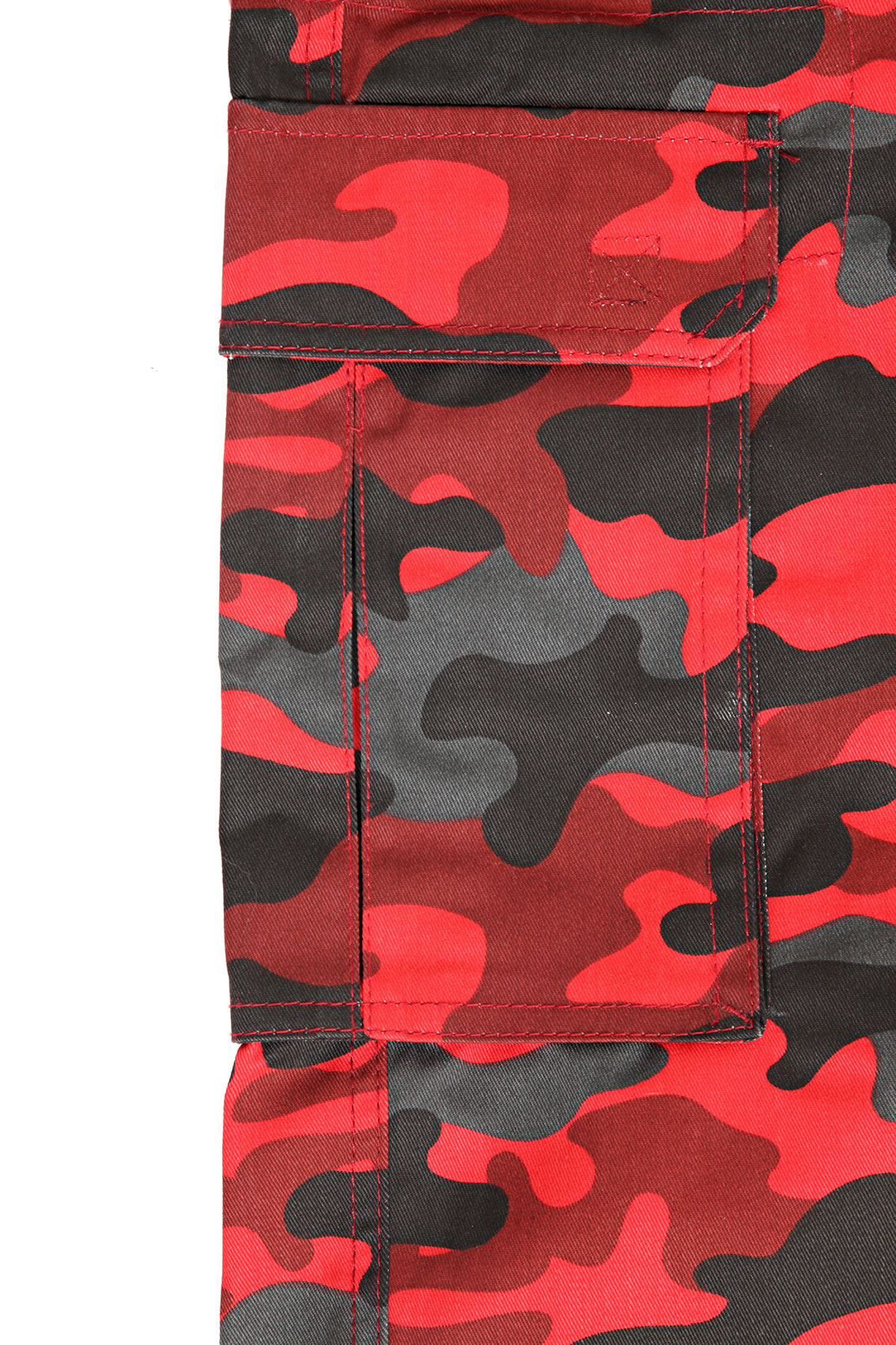 NOIZ Red & Black Camo Print Cotton Cargo Shorts With Pockets Extra ...