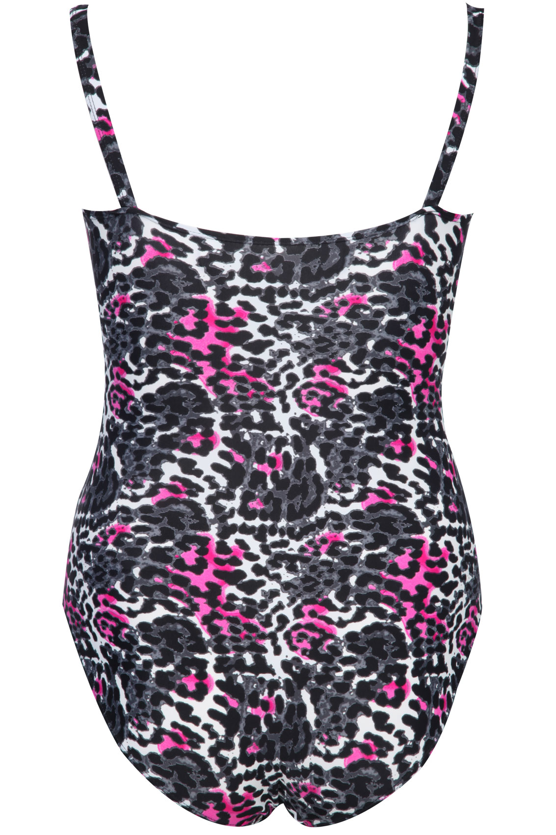 Grey And Pink Animal Print Swimsuit With TUMMY CONTROL plus size 16,18 ...