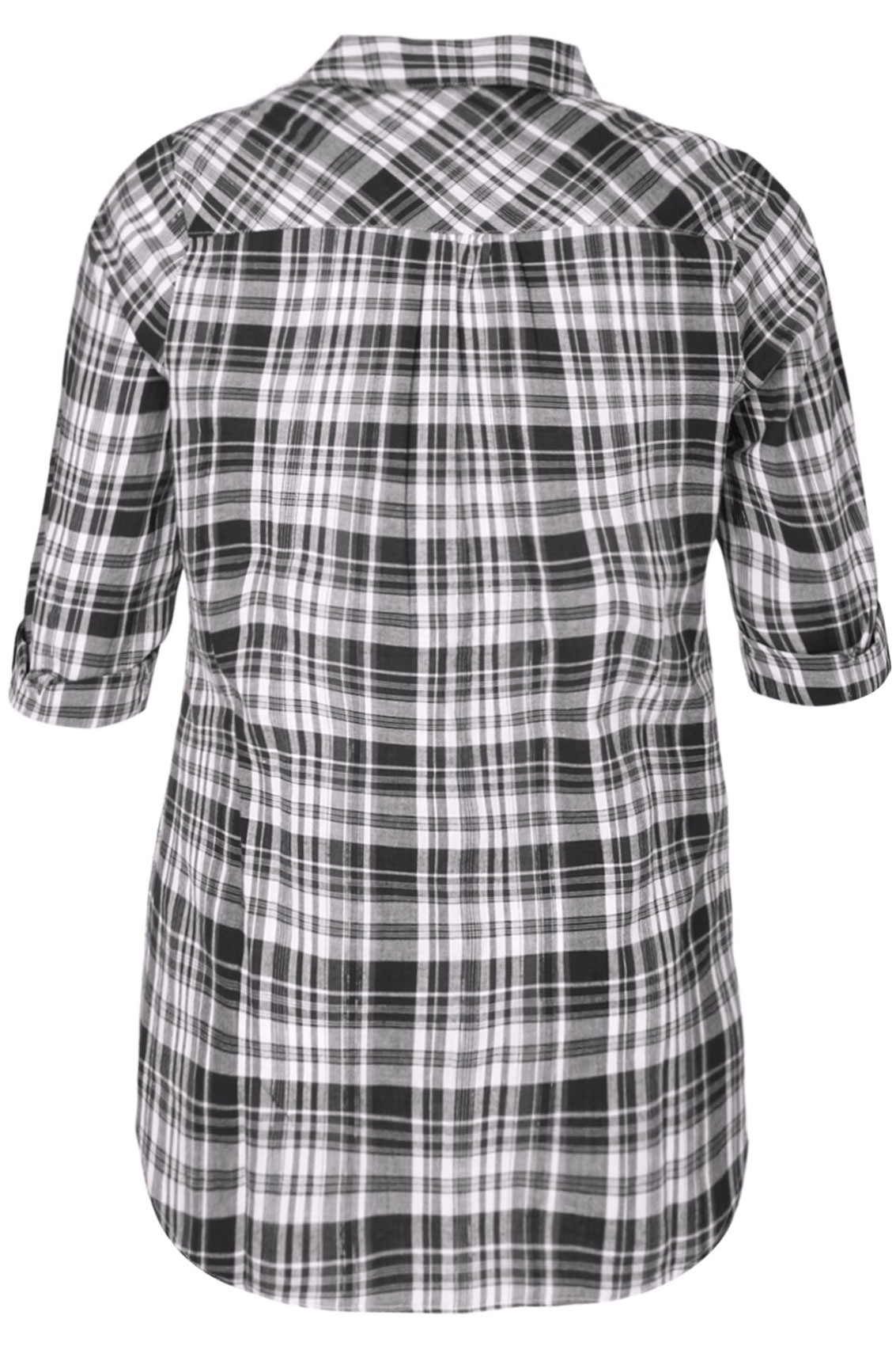 Black And White Checked Shirt With Pleat Detail plus size 16,18,20,22 ...