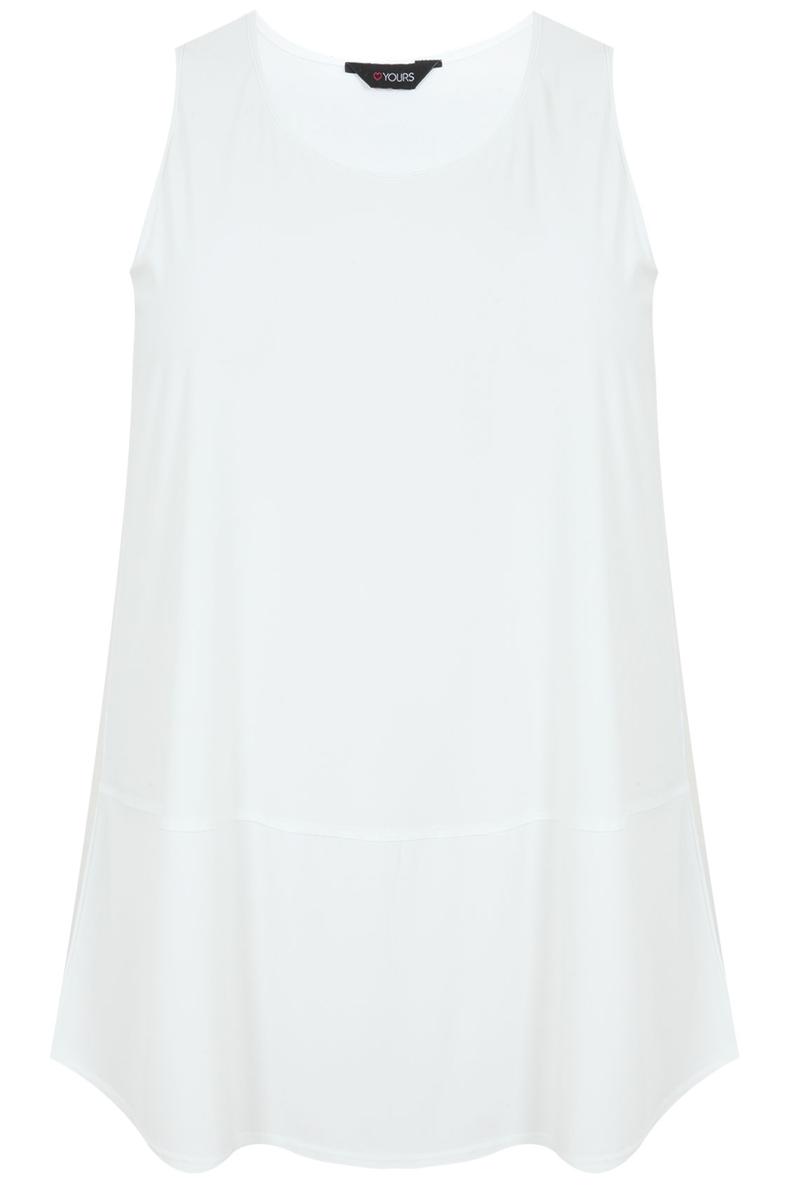 Ivory Sleeveless Longline Top With Panel Detail Plus size 16,18,20,22 ...