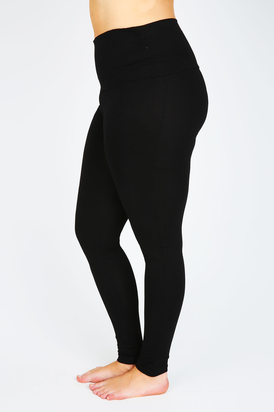 Black Tummy Control Full Length Leggings Plus Size To