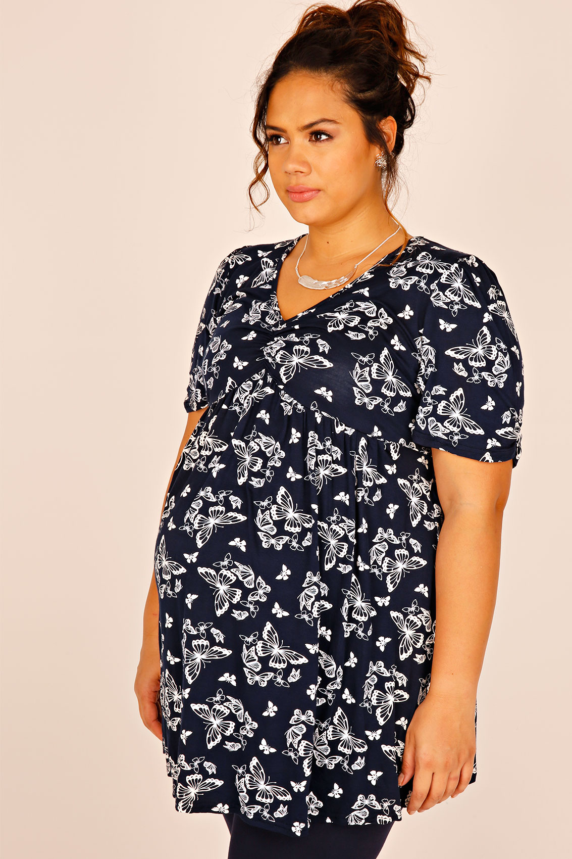 BUMP IT UP MATERNITY Butterfly Print Tunic With Waist Tie Plus Size 16 ...