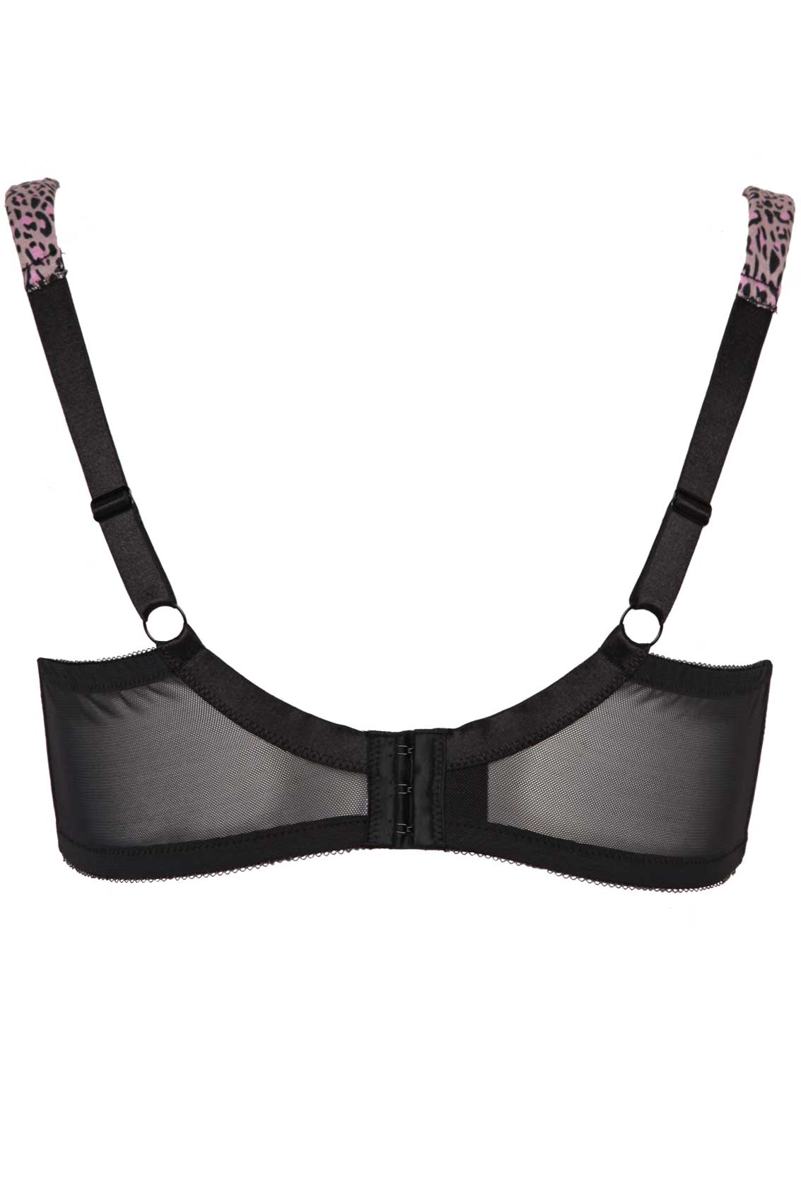 Black & Pink Animal Print Non-Wired Soft Cup Bra With Lace plus size ...
