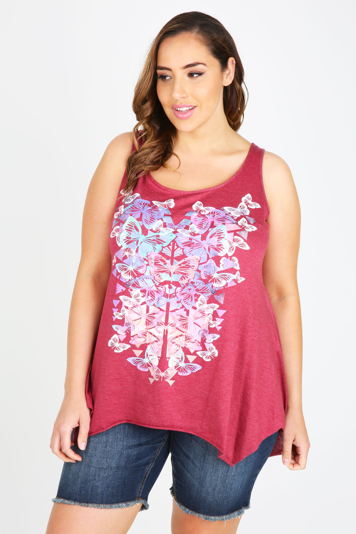 sleeveless burgundy top