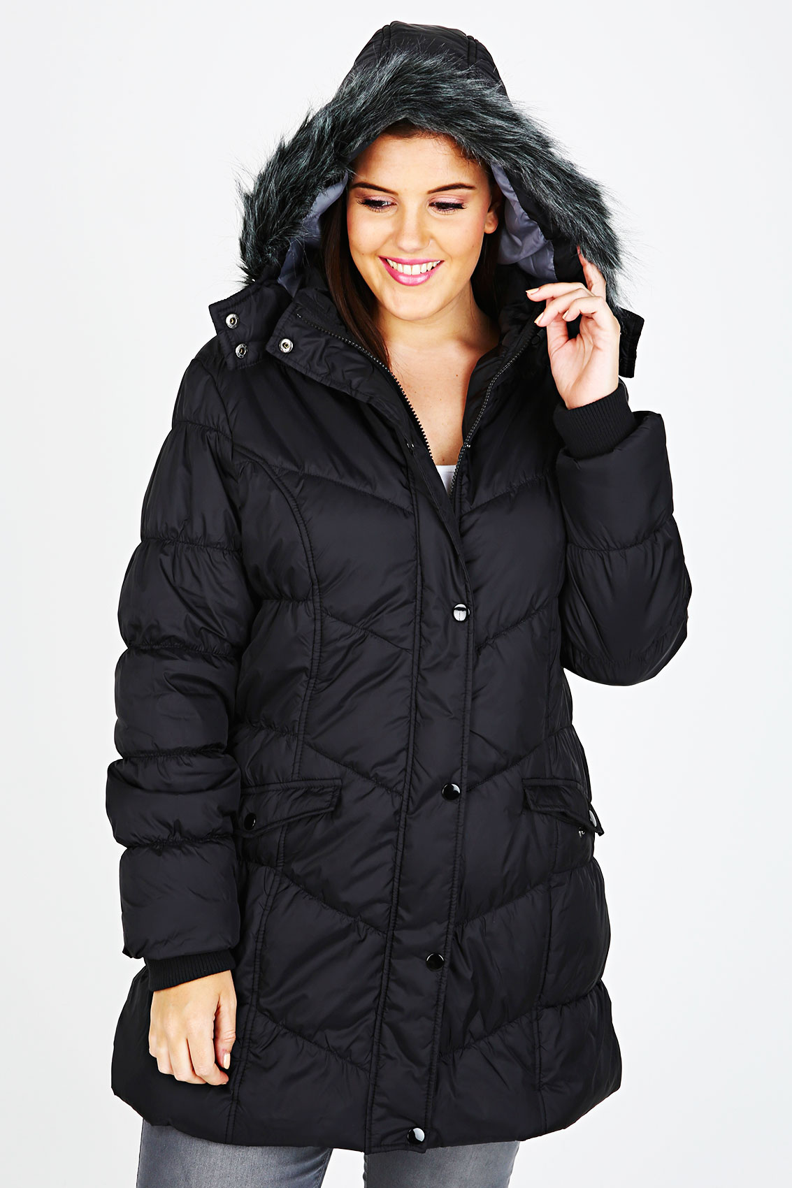 next black puffa coat