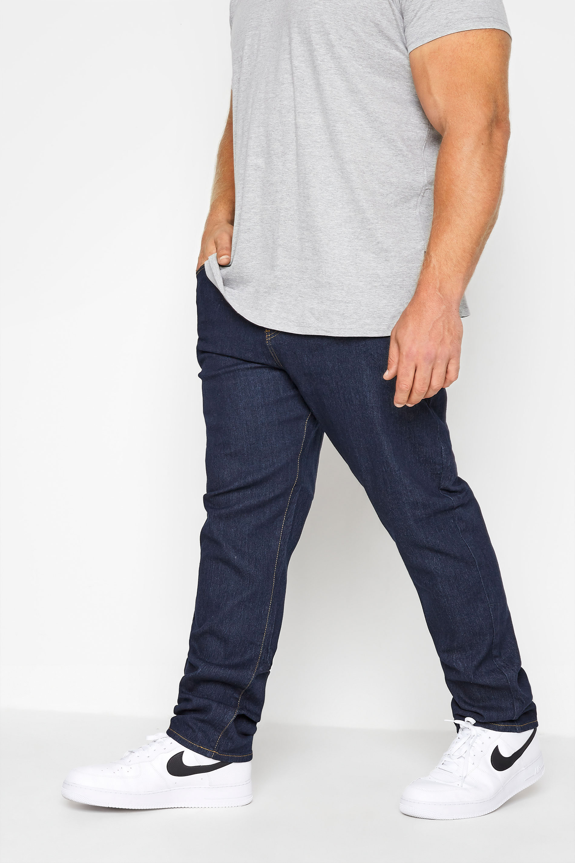 Image of Inside Leg Size 29", Waist Size 44 Mens Kam Big & Tall Indigo Blue Regular Fit Stretch Jeans Big & Tall