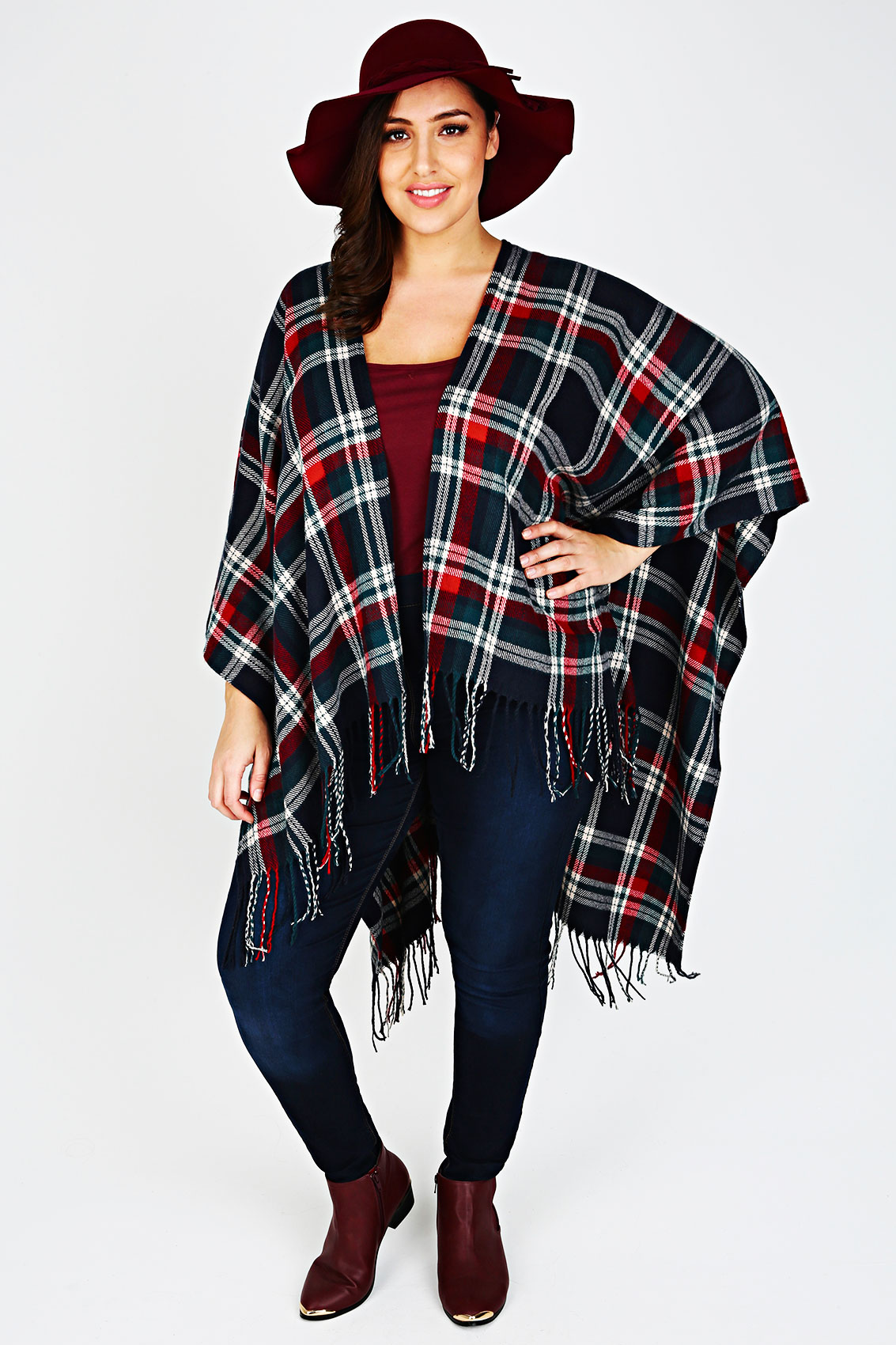 Navy, Red & Green Checked Wrap