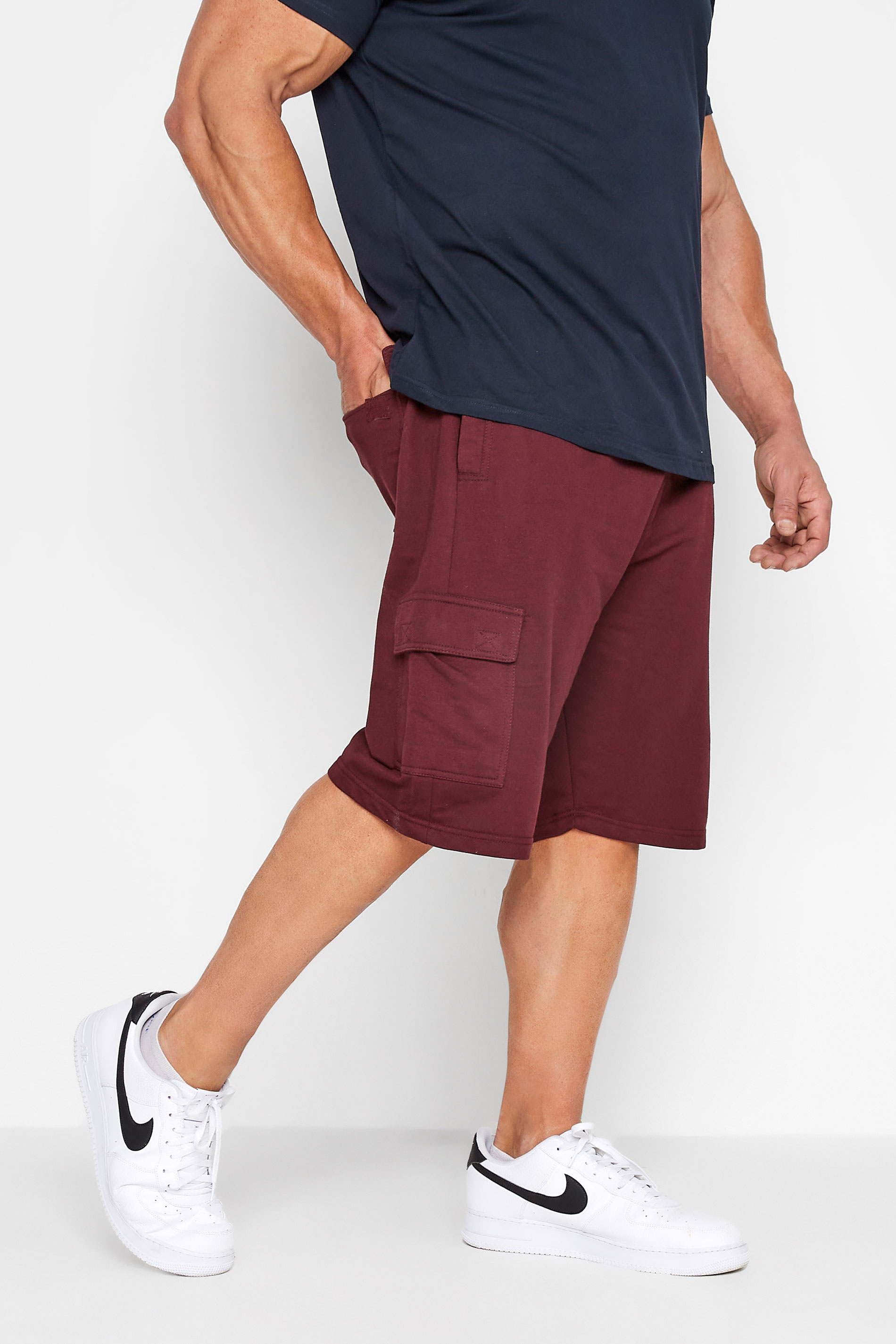 Image of Size 2Xl Mens Kam Big & Tall Burgundy Red Cargo Lounge Shorts Big & Tall