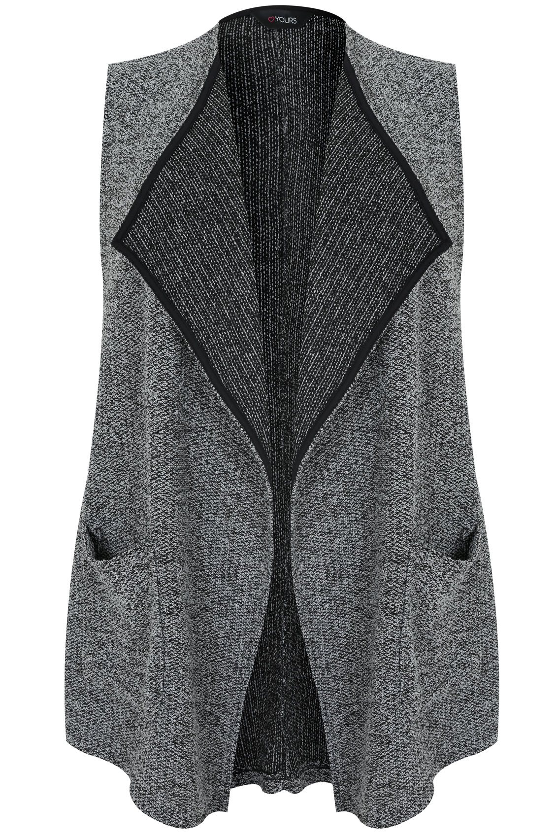 Grey & Black Bouclé Sleeveless Jacket plus size 16,18,20,22,24,26,28,30,32