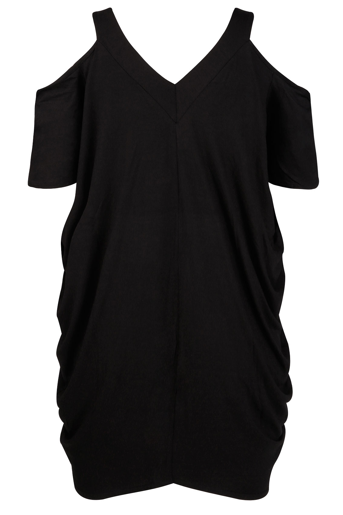 Black Drape-Side Cold Shoulder Dress Plus Size 16 to 32