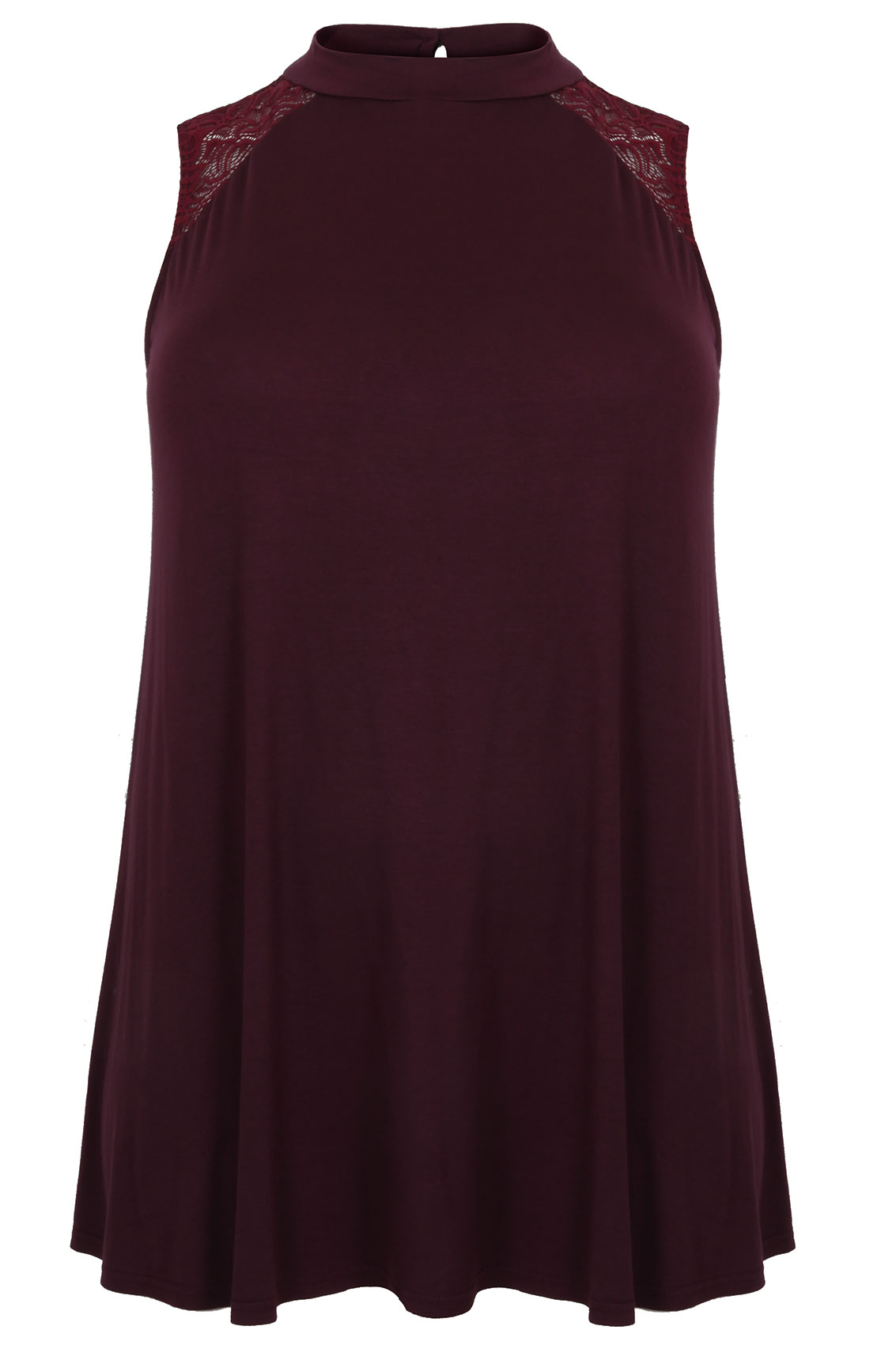 sleeveless burgundy top