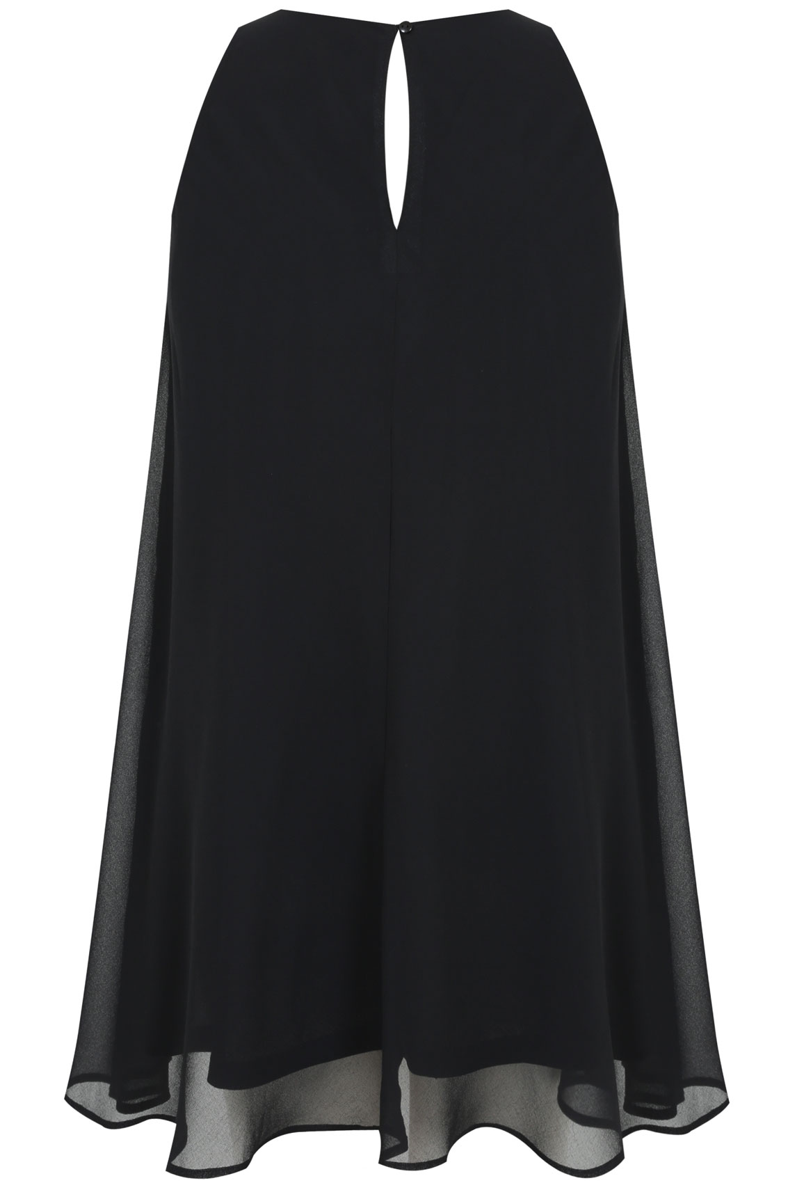 Black Chiffon Sleeveless Swing Tunic Dress With Embellishmen Plus Size ...