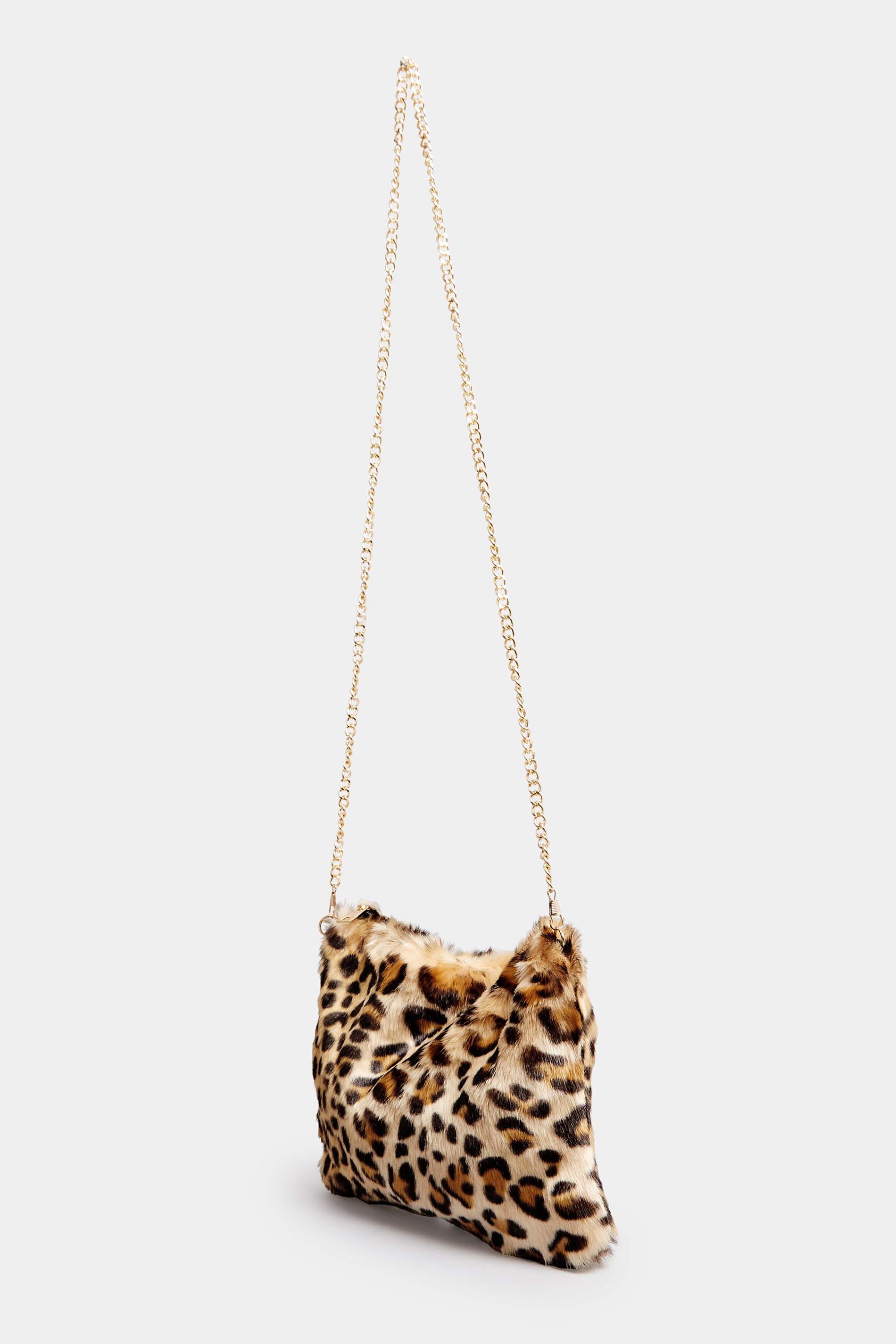 Natural Brown Leopard Print Faux Fur Bag product