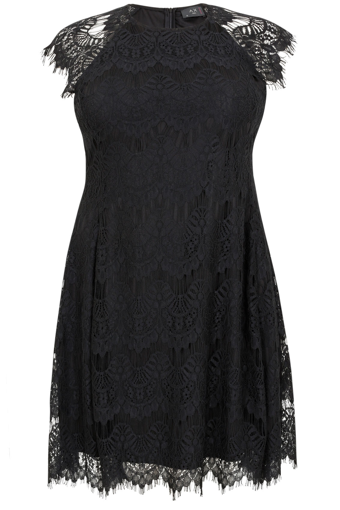 AX PARIS CURVE Black Eyelash Lace Dress, Plus size 18,20,22,24,26,28