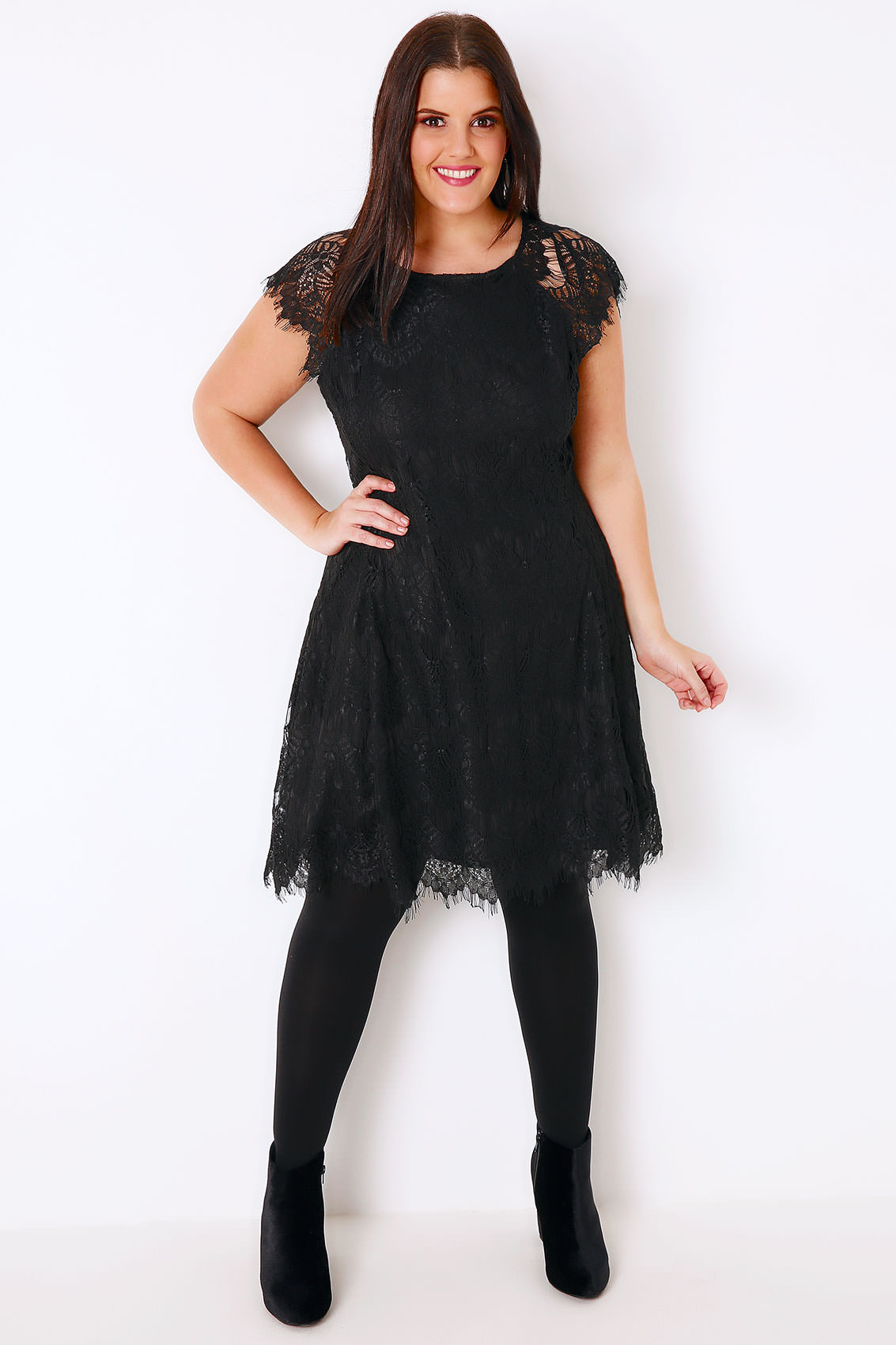 Ax Paris Curve Black Eyelash Lace Dress Plus Size 182022242628 5522