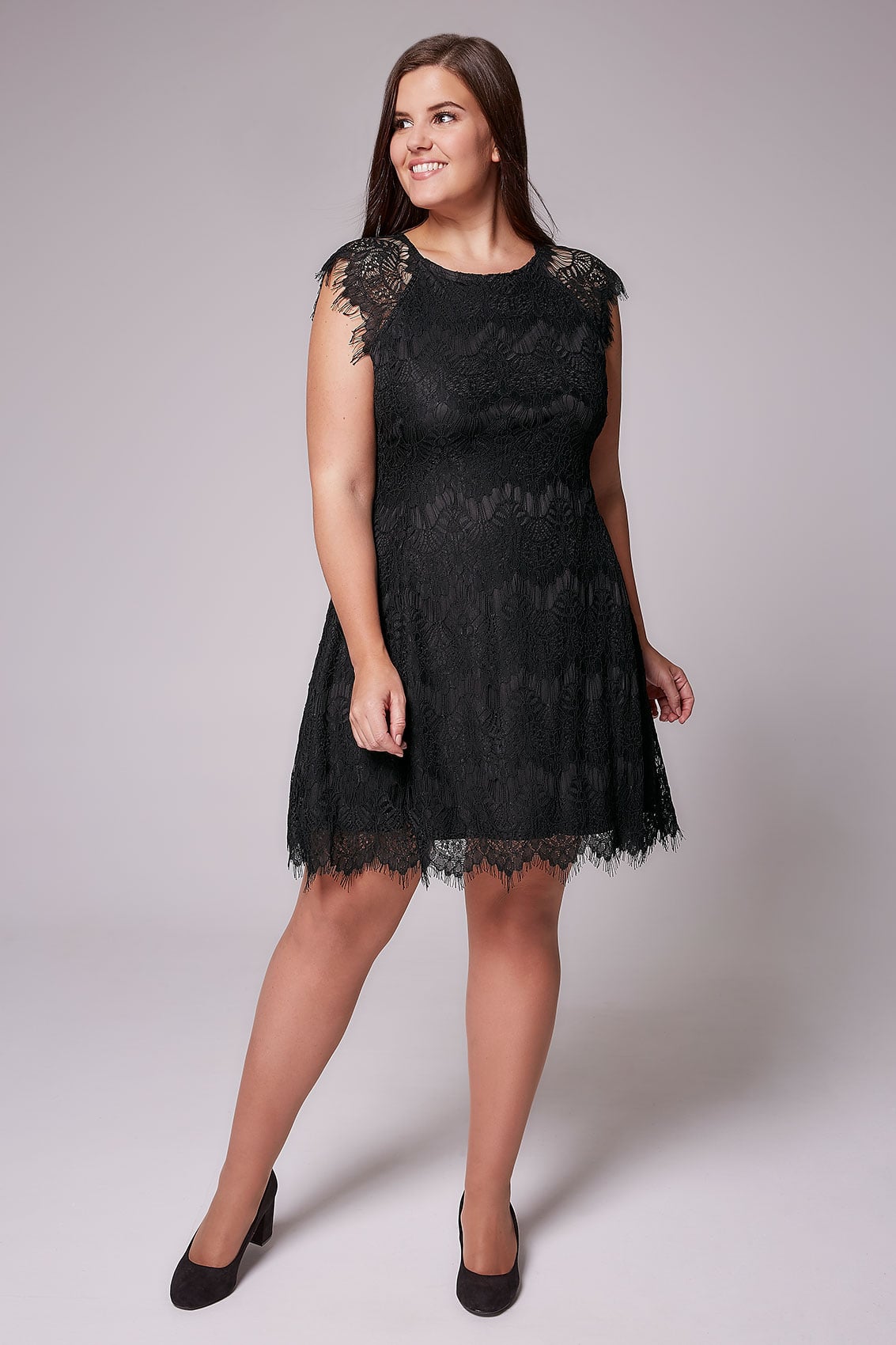 Ax Paris Curve Black Eyelash Lace Dress Plus Size 182022242628 1709