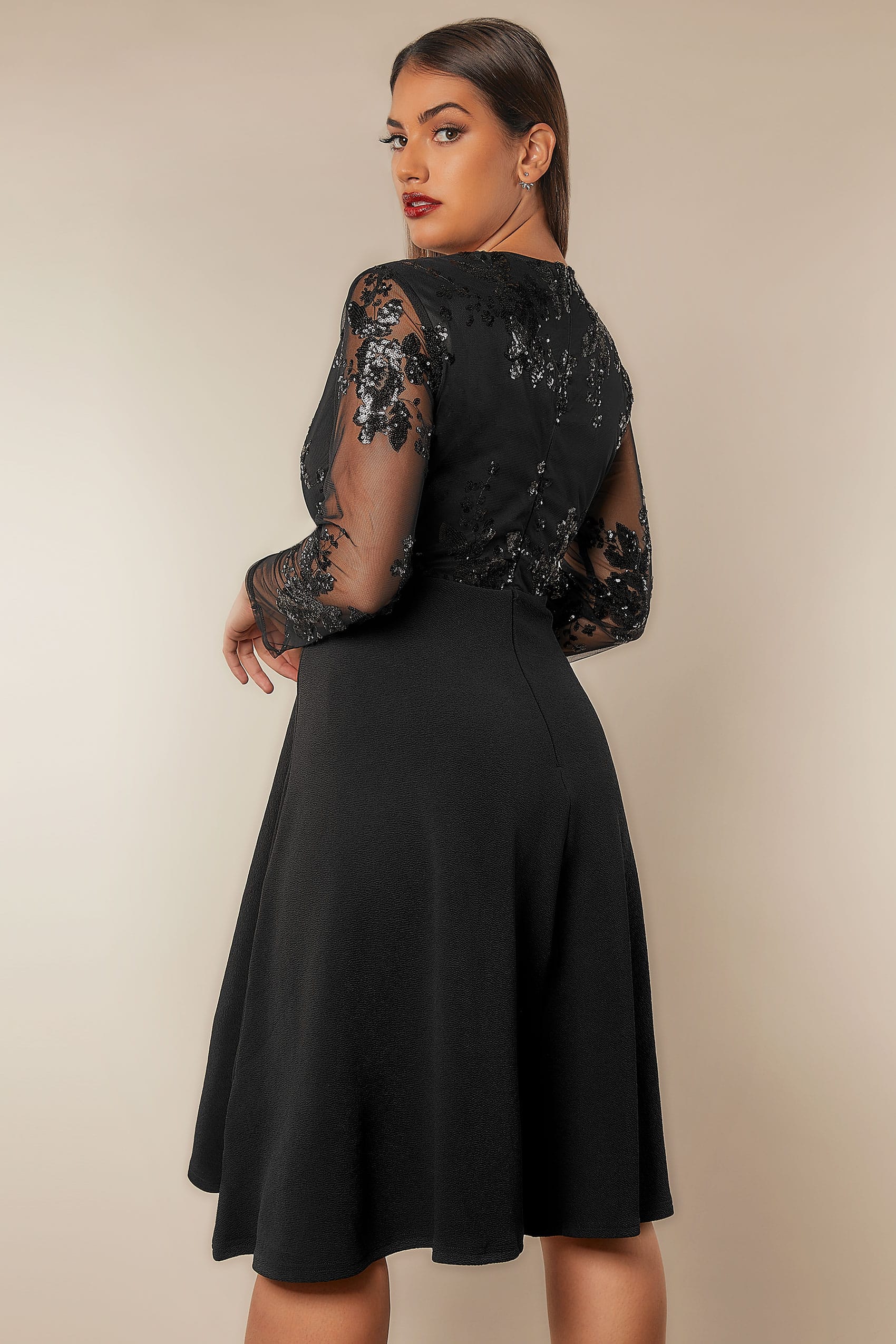 Plus Size Black Mesh Floral Sequin Maxi Dress | Sequin 