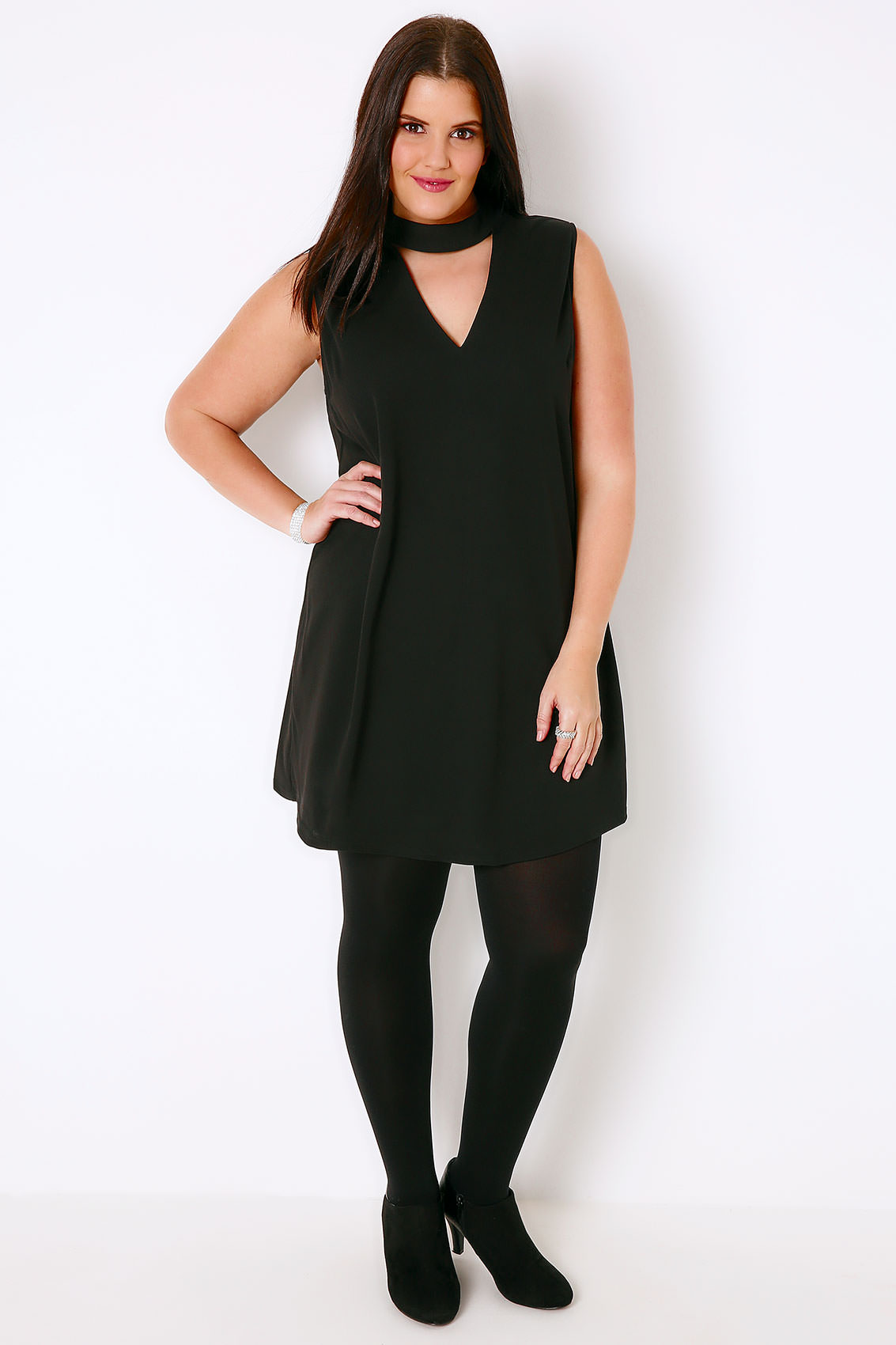 AX PARIS CURVE Black Shift Dress With Choker Necklace, Plus size 18,20 ...