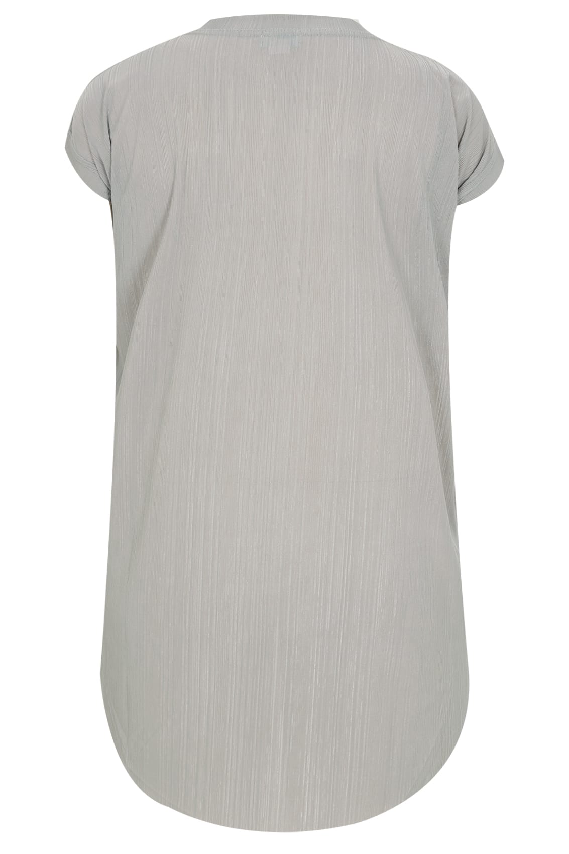 BLUE VANILLA CURVE Grey Plisse Top With Curved Hem & Free Necklace ...