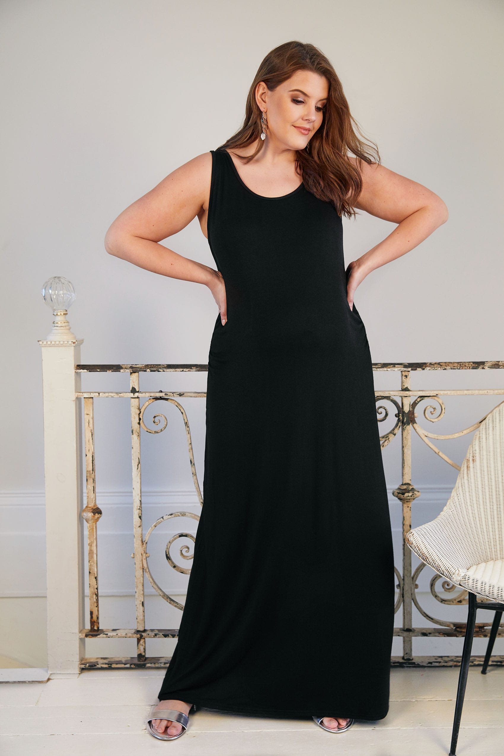 BUMP IT UP MATERNITY Black Ruched Side Maxi Dress Plus Size 16 to 32
