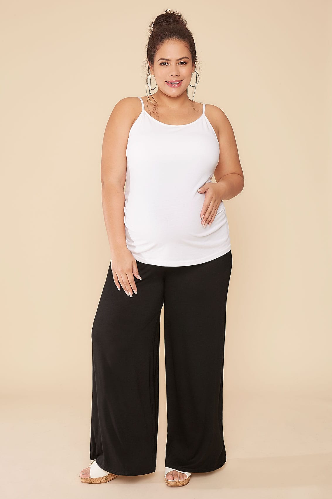 BUMP IT UP MATERNITY Black Palazzo Trousers With Comfort Panel Size 16