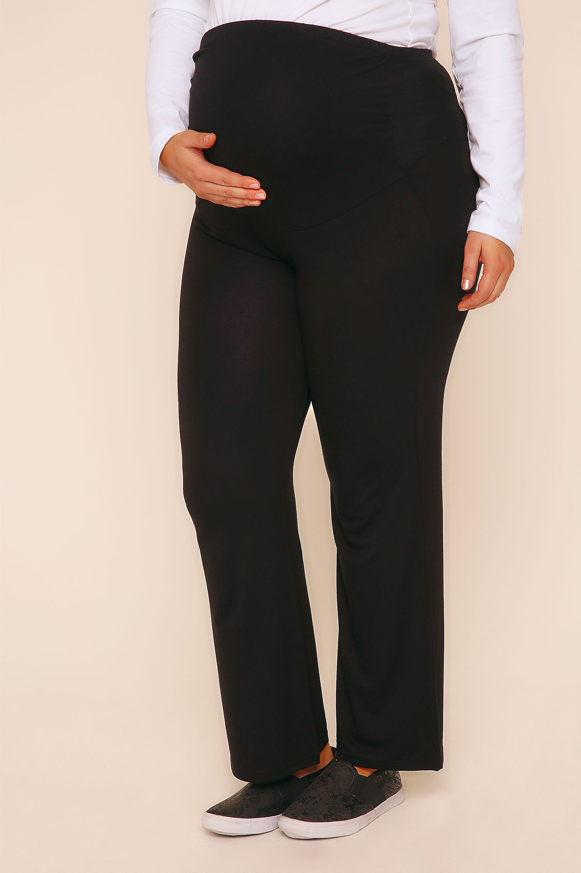 BUMP IT UP MATERNITY Black Yoga Pants With Control Panel, Plus size 16,18,20,22,24,26,