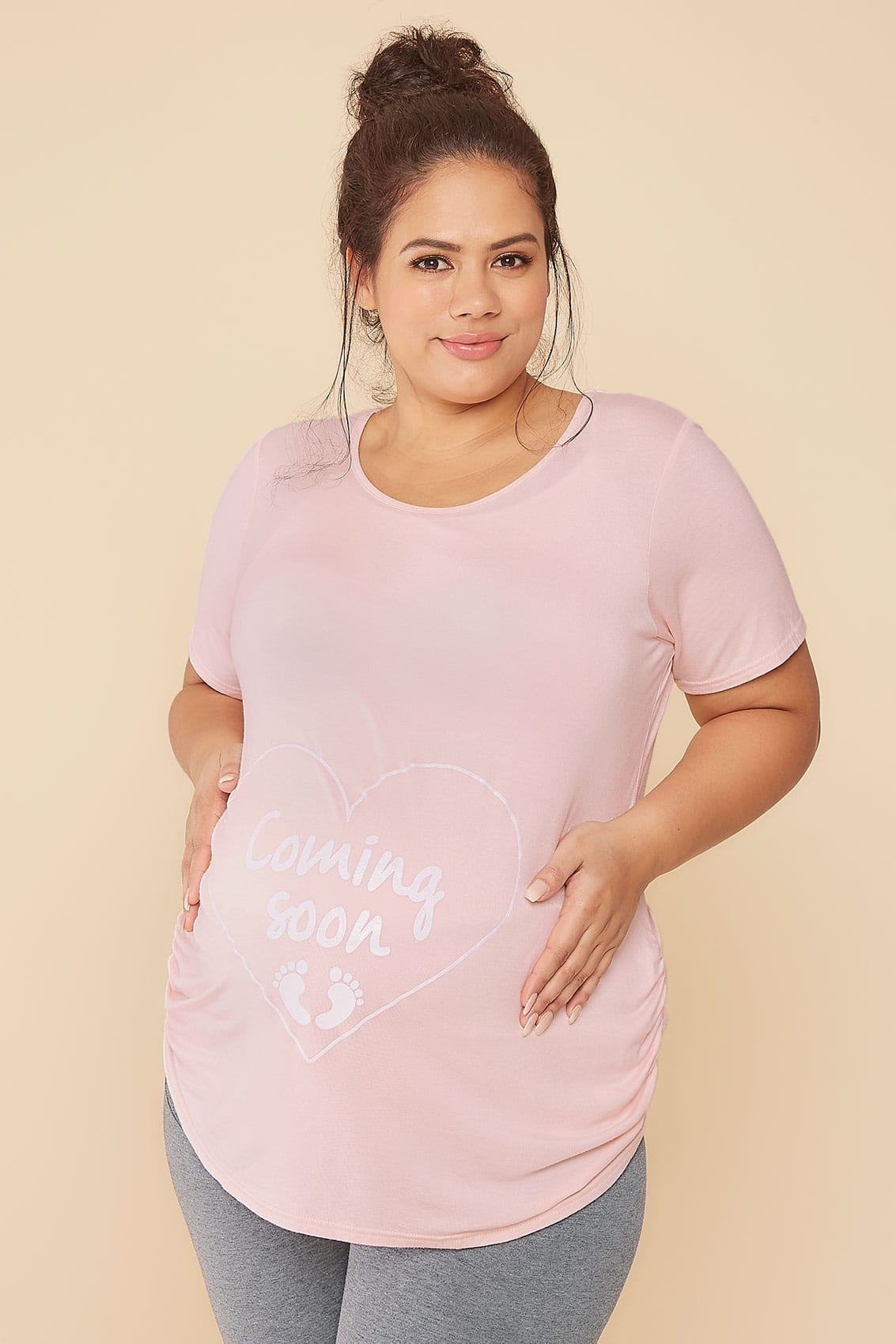 BUMP IT UP MATERNITY Pink Top With White Soon