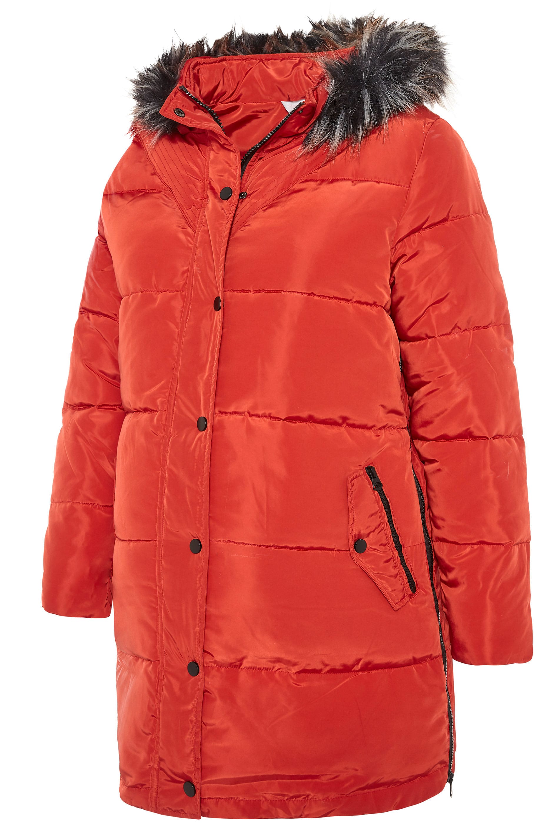 BUMP IT UP MATERNITY Burnt Orange Zip Up Puffer Coat | Sizes 16-32 ...