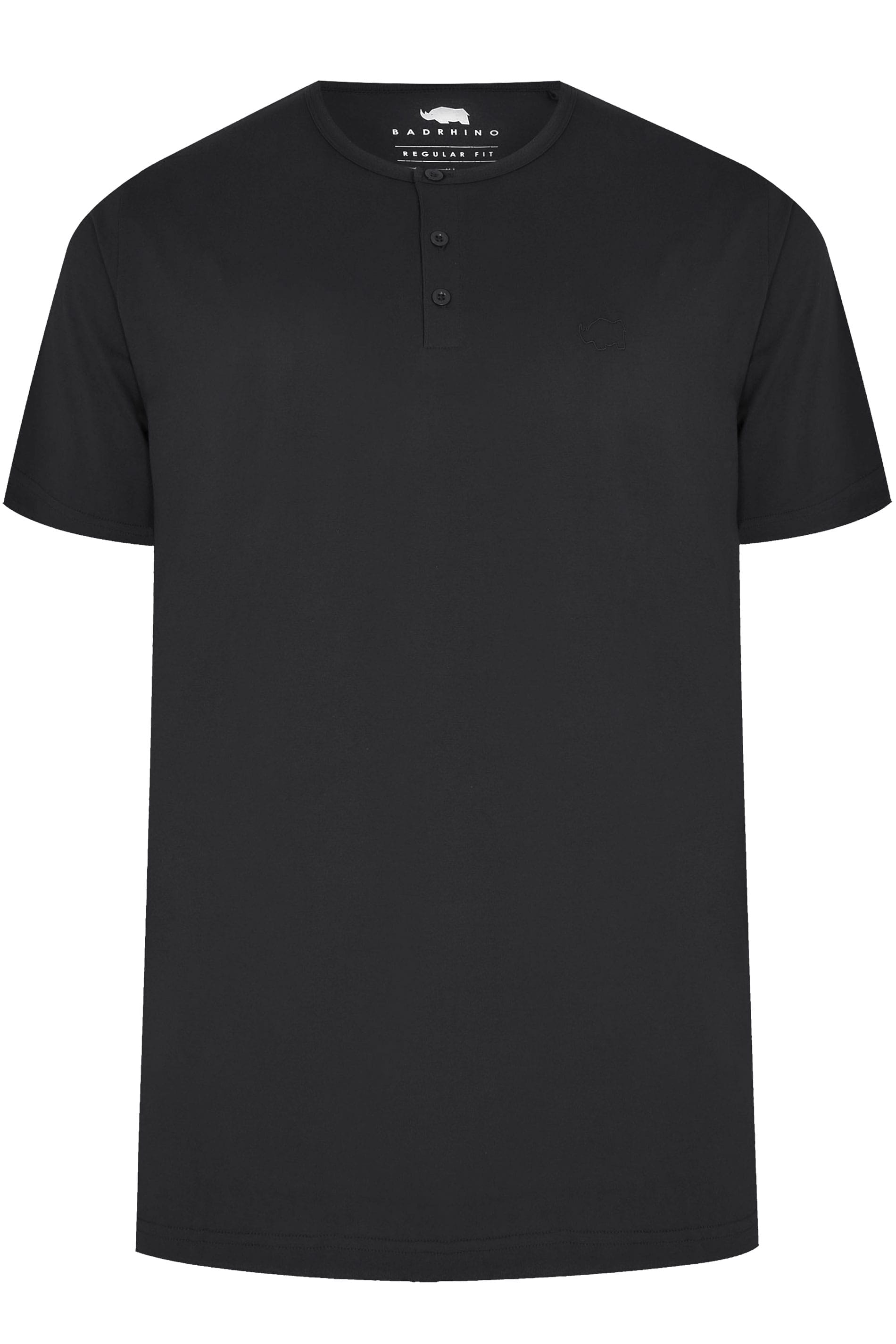 BadRhino Black Short Sleeve Grandad T-Shirt sizes L to 8XL