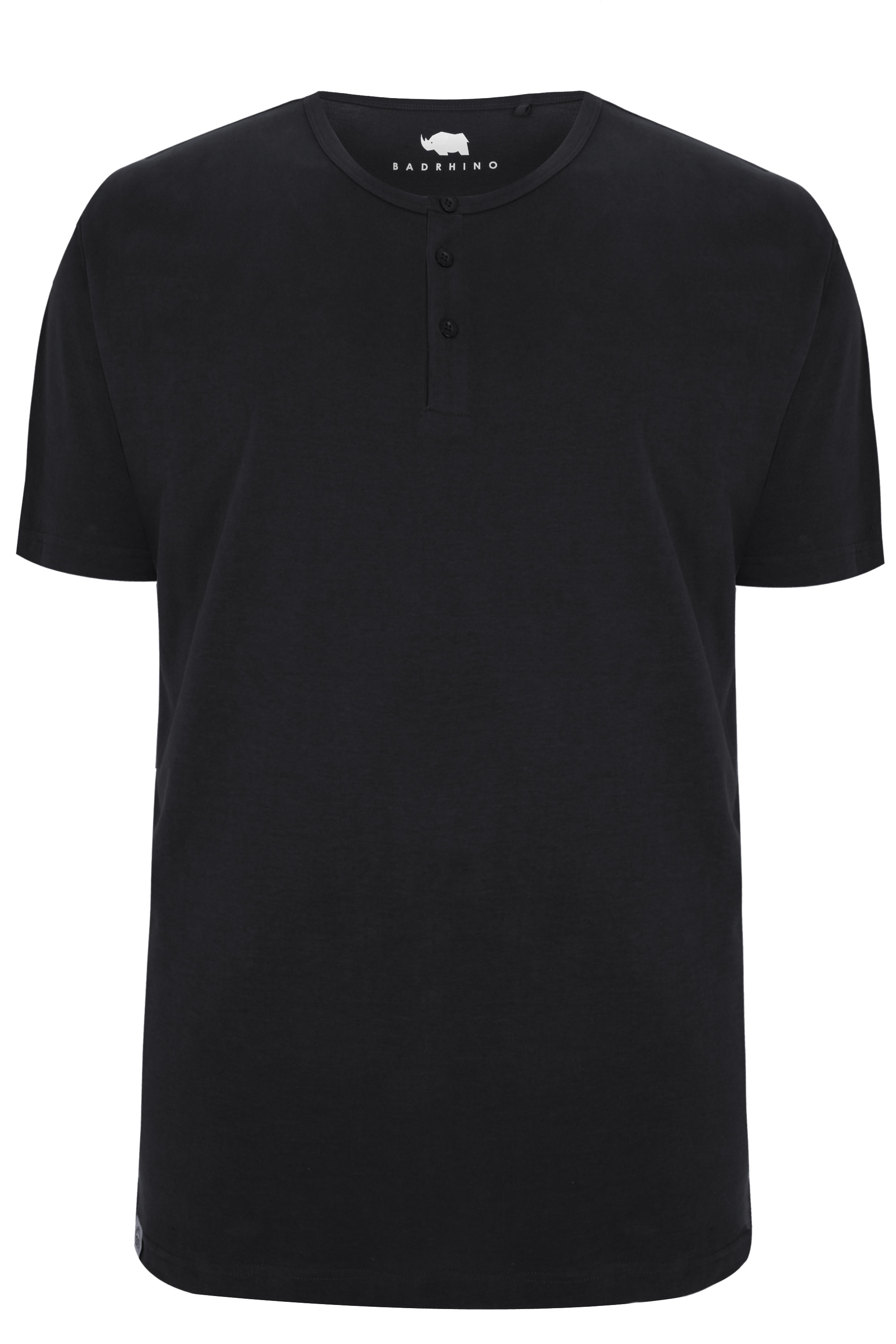 BadRhino Black Short Sleeve Grandad T-Shirt sizes L to 8XL
