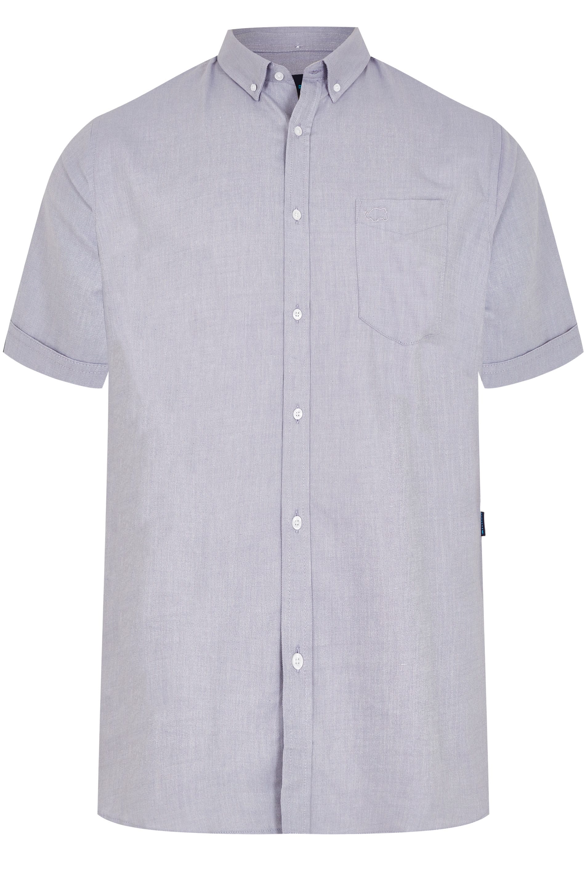 BadRhino Blue Cotton Short Sleeved Oxford Shirt Extra large sizes L to 8XL