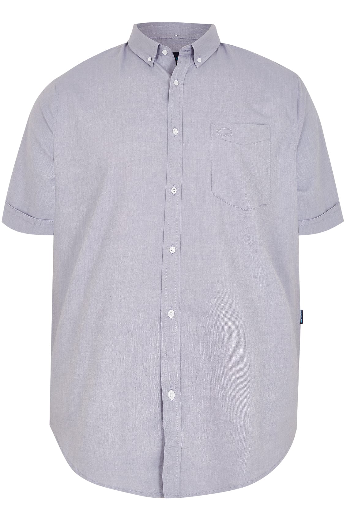 BadRhino Blue Cotton Short Sleeved Oxford Shirt Extra large sizes L to 8XL