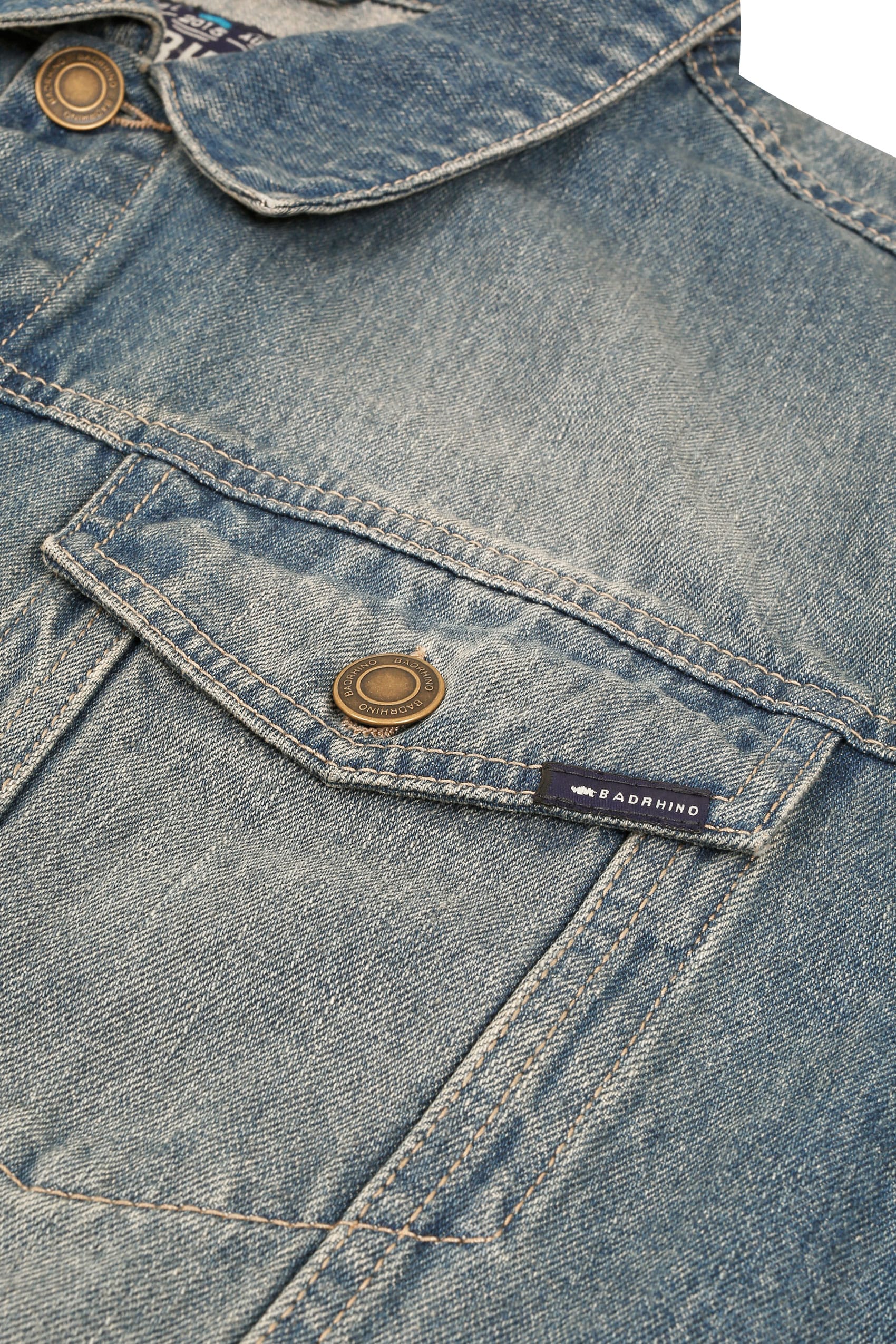 BadRhino Blue Stonewash Denim Jacket With Pockets & Button Front, Size ...