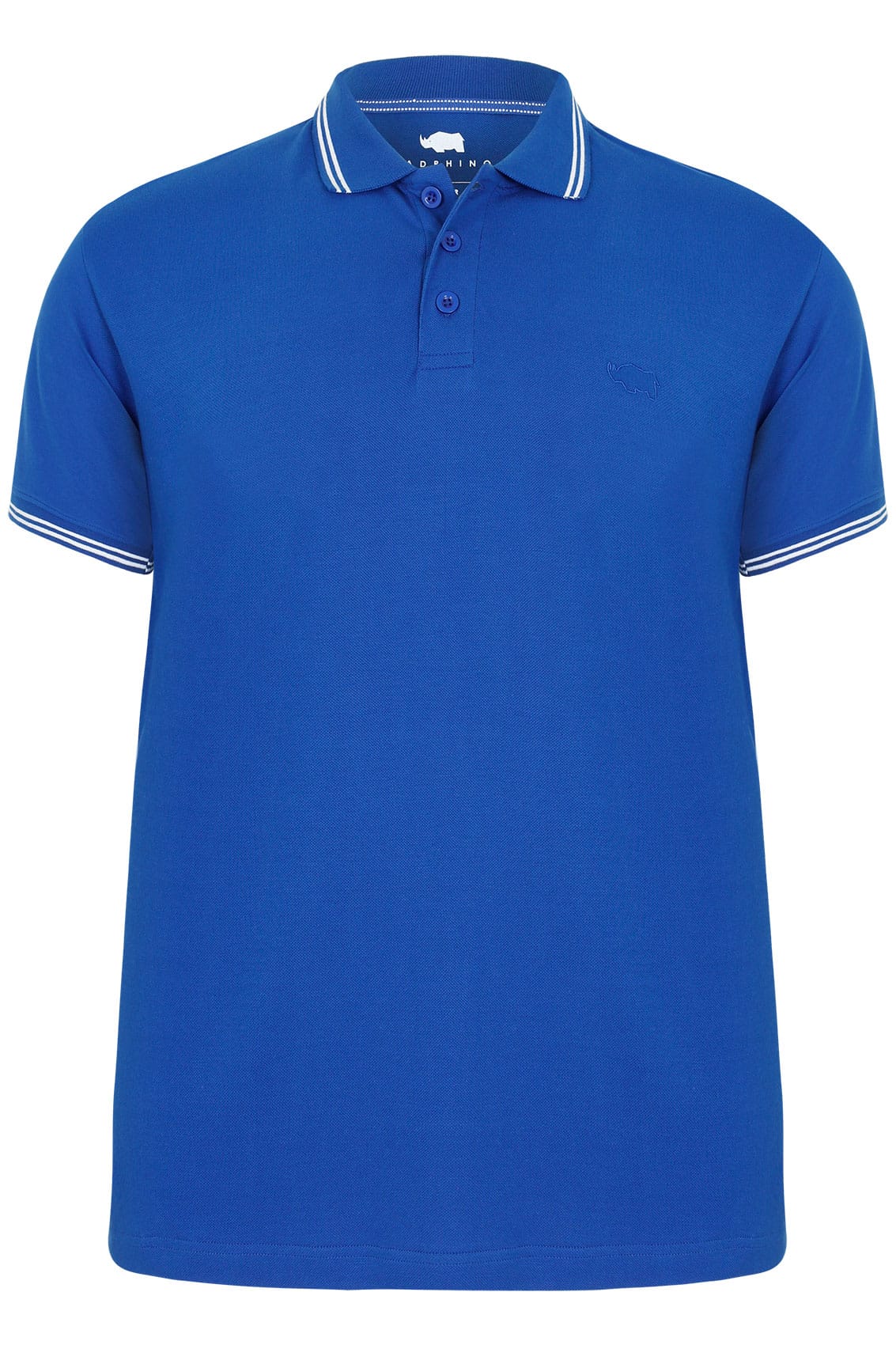 BadRhino Cobalt Blue Textured Tipped Polo Shirt, Size L to 8XL