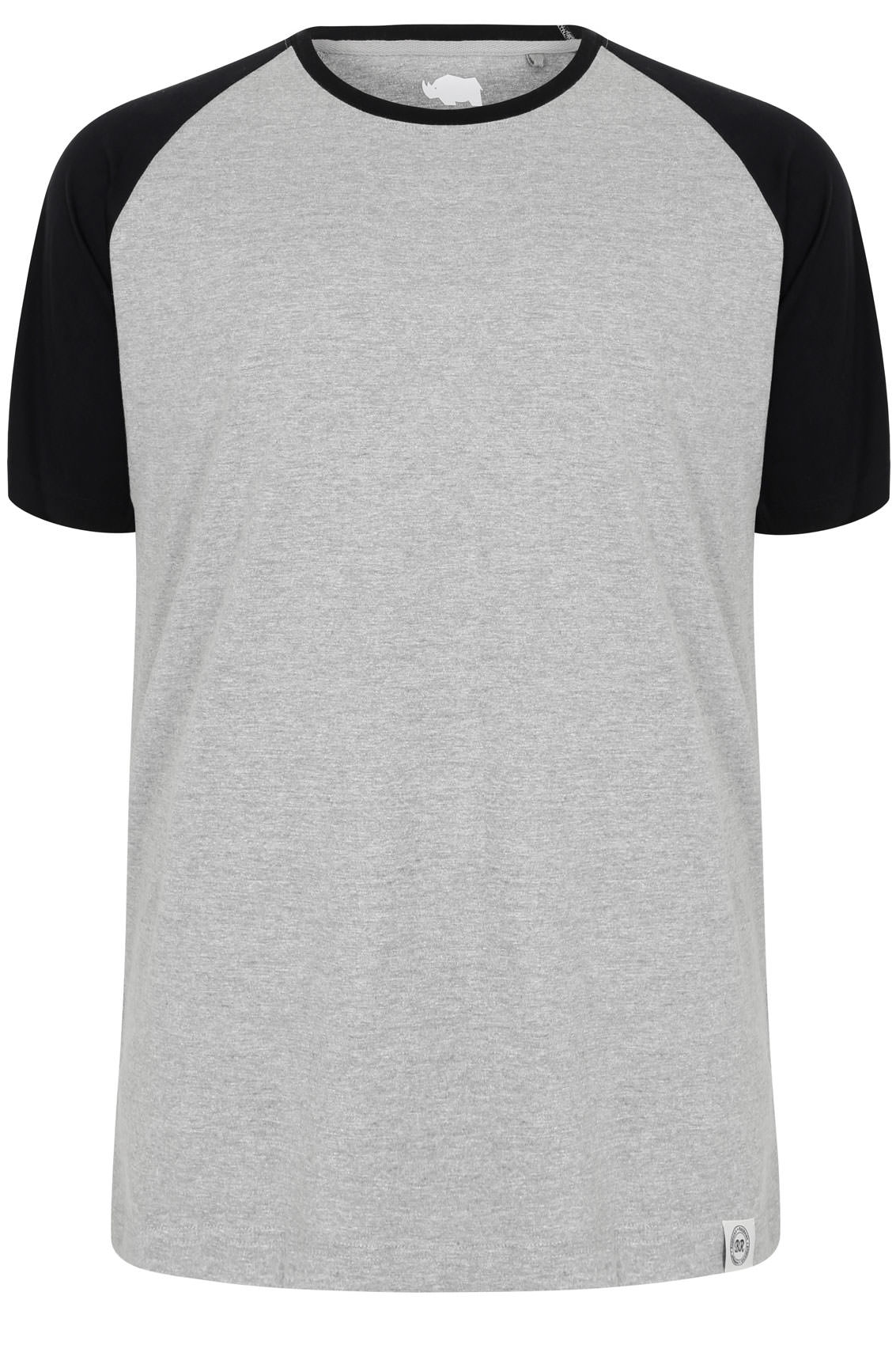 BadRhino Grey & Black Raglan T-Shirt With Short Sleeves, Size L to 8XL