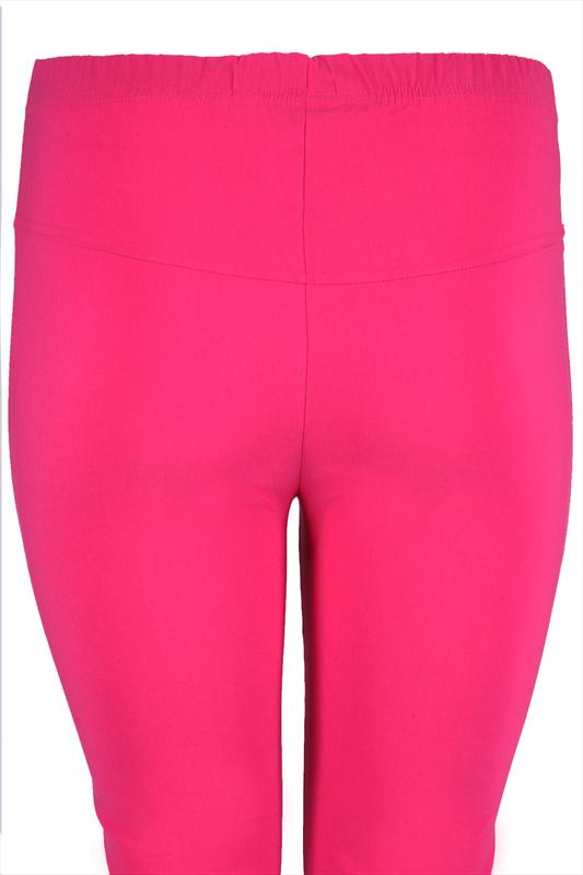 Hot Pink Pull On Stretch Bengalin Cropped Trousers plus Size 16 to 32