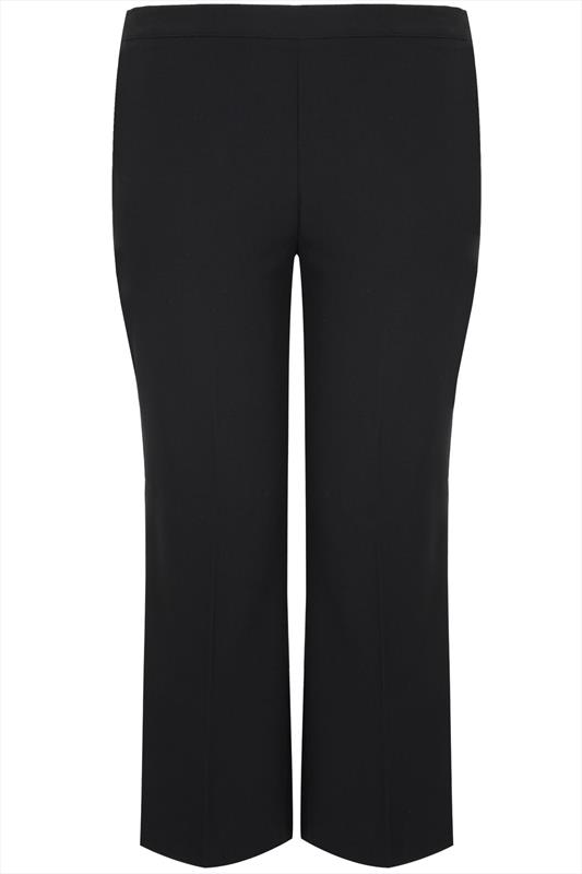 Black Classic Straight Leg Trousers With Elasticated Waistband plus