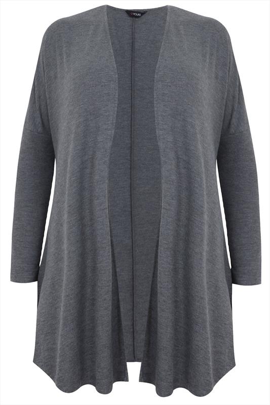 Grey Marl Long Sleeved Cardigan Plus Size 16 to 32