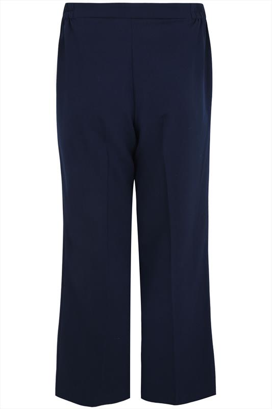 plus size navy wide leg trousers
