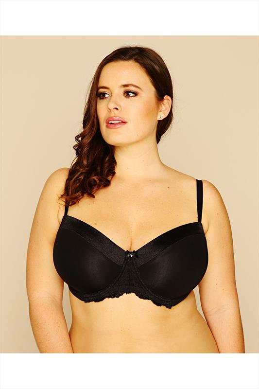 black satin lace trim underwired bra 0 60