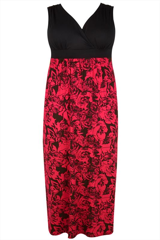 black dress with red roses plus size