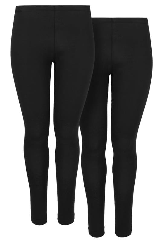 Cotton 2 Pack Black & Grey High Waisted Leggings