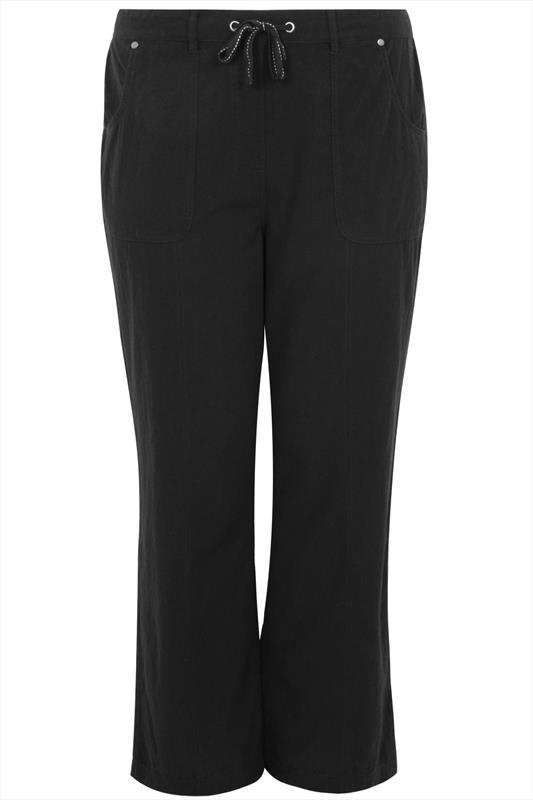 Black Full Length Cool Cotton Trousers plus Size 14 to 36
