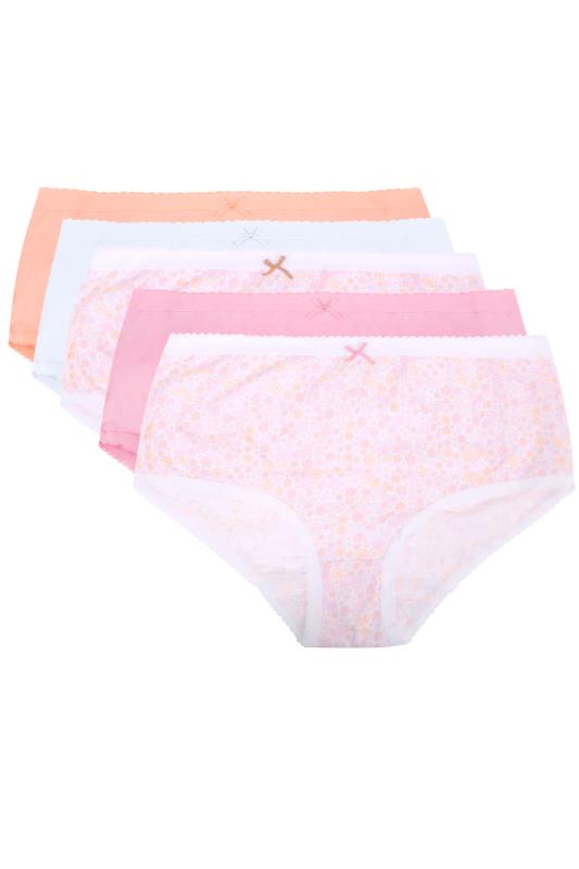 5 PACK Pastel Ditsy Floral Full Briefs, Plus size 14 to 36