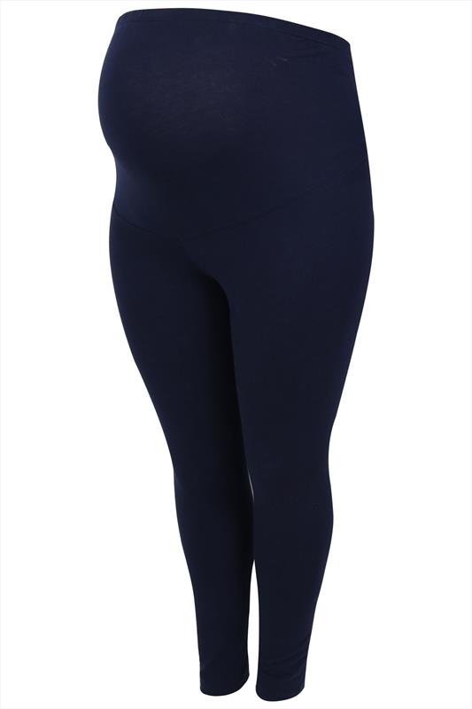 BUMP IT UP MATERNITY Navy Cotton Essential Leggings With Comfort Panel