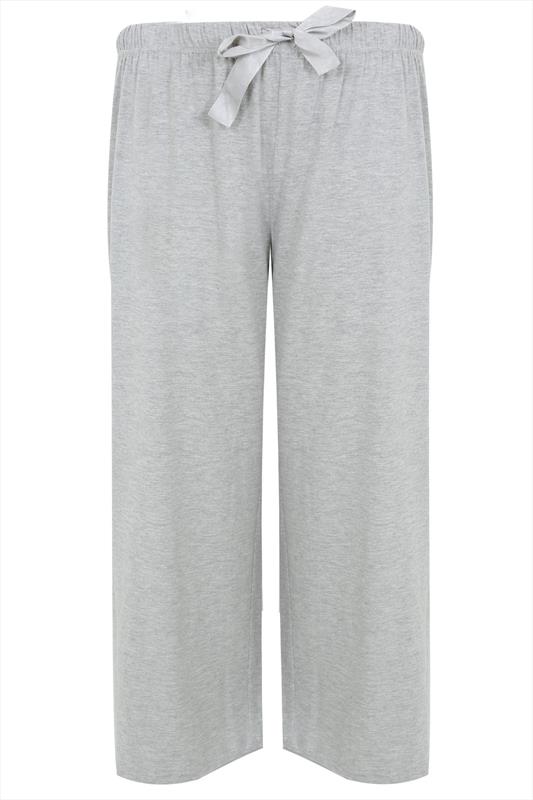 Grey Basic Cotton Pyjama Bottoms Plus Size 16 To 32