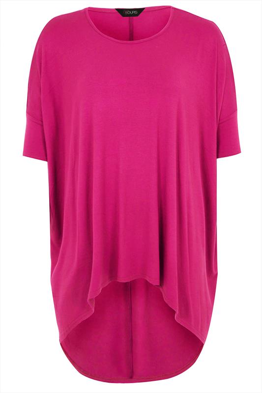 Magenta Oversized Top With Extreme Dipped Hem plus size 14,16,18,20,22 ...