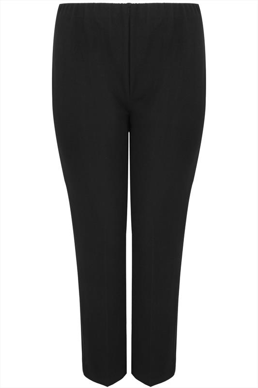 download letter 29 sign form 30 to 32 Plus size On Pull 16 Trousers, Black Ribbed Bootcut