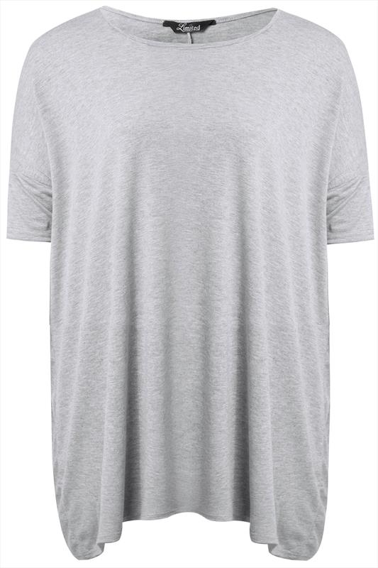 Grey Marl Oversize T-Shirt Plus size 16,18,20,22,24,26,28,30,32