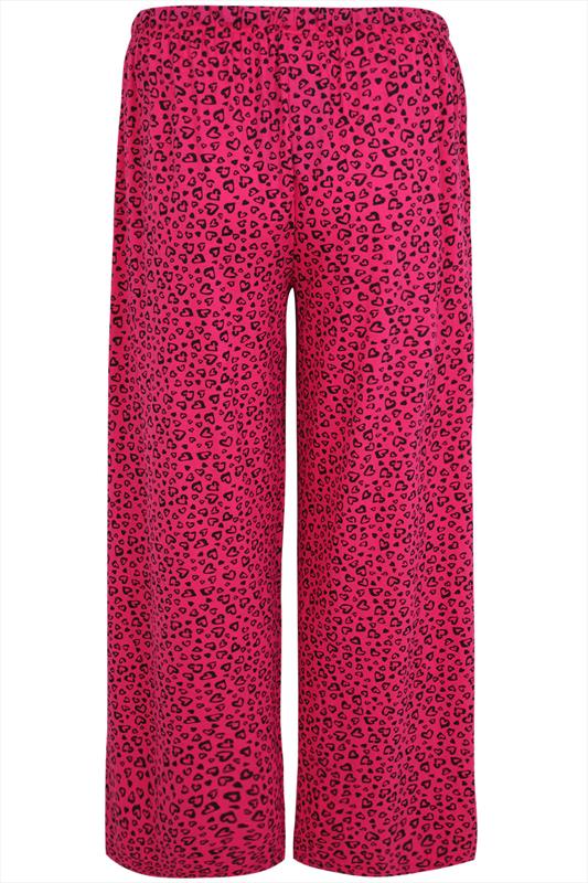 Hot Pink And Black Leopard Print Pyjama Bottom Plus Size 14 to 36